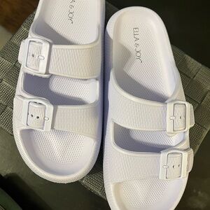 Lavender Double-Strap Slide Sandals with Adjustable Buckles